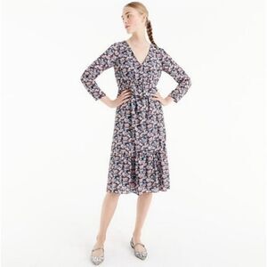 J. CREW Ruffle Hem Dress Paisley Floral